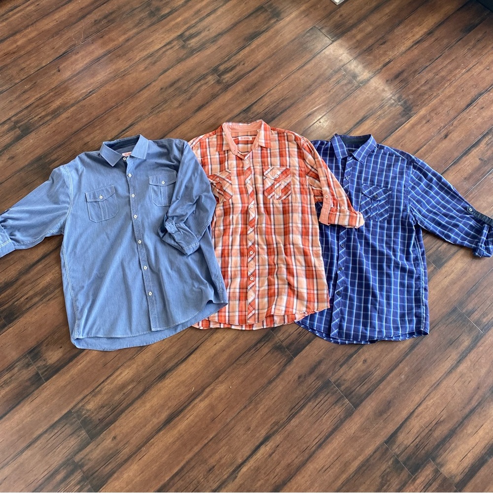 Lot of 3 Michael Brandon Button Tab Sleeve Mens Shirts XL
